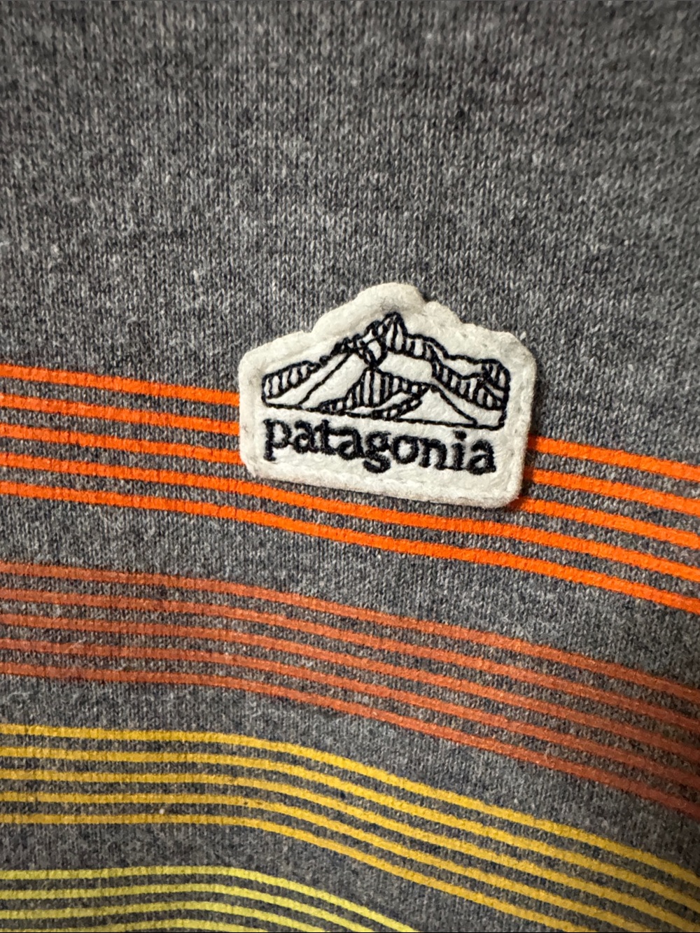 Patagonia Uprisal Gray Hoodie with Orange and Yellow Stripe - Picture 4 of 8